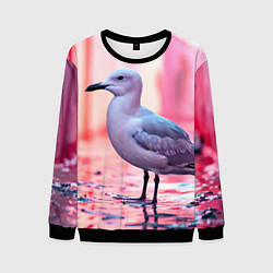 Свитшот мужской Чайка на розовом, цвет: 3D-черный