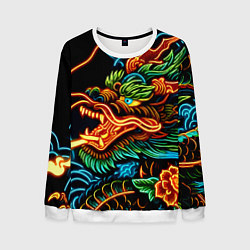 Свитшот мужской Japanese neon dragon - irezumi, цвет: 3D-белый