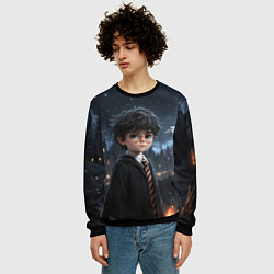 Свитшот мужской Серьезный Гарри Поттер, цвет: 3D-черный — фото 2