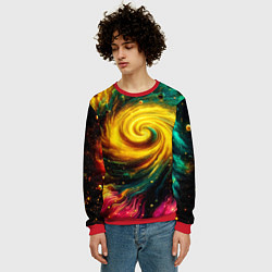 Свитшот мужской Neon space - ai art fantasy, цвет: 3D-красный — фото 2