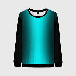 Свитшот мужской Чёрный и неоновый голубой градиент по центру, цвет: 3D-черный