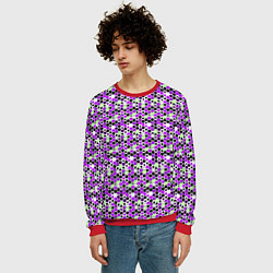 Свитшот мужской Киберпанк шестиугольники фиолетовые, цвет: 3D-красный — фото 2