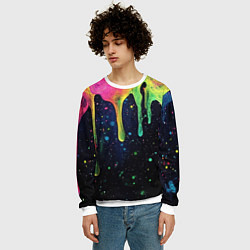 Свитшот мужской Разноцветные потеки краски, цвет: 3D-белый — фото 2