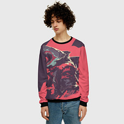 Свитшот мужской Орущая акула, цвет: 3D-черный — фото 2