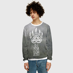 Свитшот мужской Лапа медведя - лес мой храм, цвет: 3D-белый — фото 2