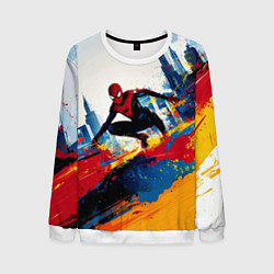 Свитшот мужской Человек - паук и пролитая краска, цвет: 3D-белый