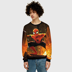 Свитшот мужской Человек-паук пускает паутину, цвет: 3D-черный — фото 2