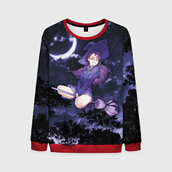 Свитшот мужской Веселая ведьма летит на шабаш, цвет: 3D-красный