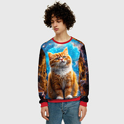 Свитшот мужской Манчкин в космосе, цвет: 3D-красный — фото 2