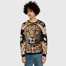 Свитшот мужской Леопард с короной, цвет: 3D-черный — фото 2