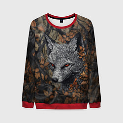 Свитшот мужской Хищный серый лис, цвет: 3D-красный