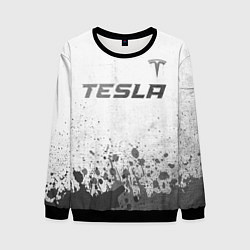 Свитшот мужской Tesla - white gradient посередине, цвет: 3D-черный
