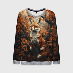 Свитшот мужской Лис в лесной чаще, цвет: 3D-меланж