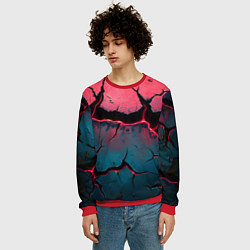 Свитшот мужской Объемные разломы текстура, цвет: 3D-красный — фото 2