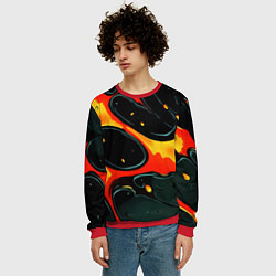 Свитшот мужской Оранжевые разломы текстура, цвет: 3D-красный — фото 2