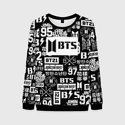 Свитшот мужской Bangtan Boys pattern black, цвет: 3D-черный