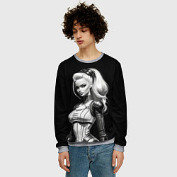 Свитшот мужской Барби - киберпанк нейроарт, цвет: 3D-меланж — фото 2
