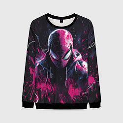 Свитшот мужской Человек-паук и розовая краска, цвет: 3D-черный