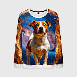 Свитшот мужской Джек Рассел терьер в космосе, цвет: 3D-белый