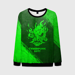 Свитшот мужской Cyberpunk 2077 - green gradient, цвет: 3D-черный