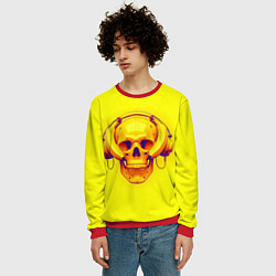 Свитшот мужской Yellow bananas skull - cyberpunk, цвет: 3D-красный — фото 2