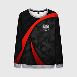 Мужской свитшот Герб России - черный камуфляж
