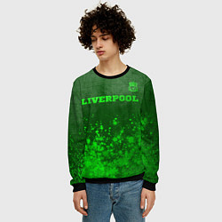 Свитшот мужской Liverpool - green gradient посередине, цвет: 3D-черный — фото 2