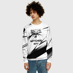 Свитшот мужской Ведьмак stripes, цвет: 3D-белый — фото 2