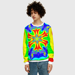 Свитшот мужской Неоновая психоделика узор, цвет: 3D-белый — фото 2