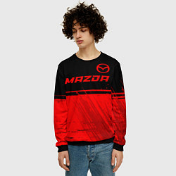 Свитшот мужской Mazda - red gradient посередине, цвет: 3D-черный — фото 2
