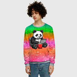 Свитшот мужской Панда с кофе за ноутом, цвет: 3D-меланж — фото 2