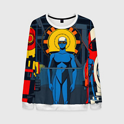 Свитшот мужской Ретро фантастика, цвет: 3D-белый