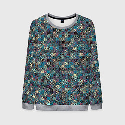 Мужской свитшот Бордово-голубой квадратный паттерн