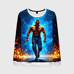 Свитшот мужской Реслер в огне, цвет: 3D-белый