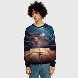 Свитшот мужской Космический ринг, цвет: 3D-черный — фото 2