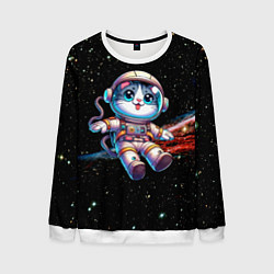 Мужской свитшот Котёнок космонавт в открытом космосе