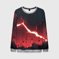 Мужской свитшот Красная молния на черной текстуре