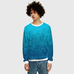 Свитшот мужской Лазурный голубой текстурный градиент, цвет: 3D-белый — фото 2
