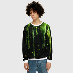 Свитшот мужской Зеленая объемная слизь, цвет: 3D-белый — фото 2