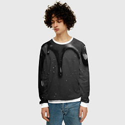 Свитшот мужской Черная текстура - хром, цвет: 3D-белый — фото 2