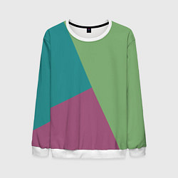 Свитшот мужской Сине-зелёно-розовый тёмный трёхцветный, цвет: 3D-белый
