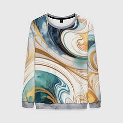 Мужской свитшот Аквамарин и оранж узор с завитками