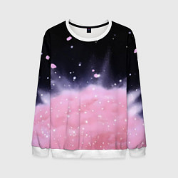 Свитшот мужской Розовая текстура с лепестками, цвет: 3D-белый