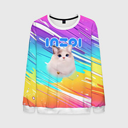 Мужской свитшот Inzoi кошечка на радужном фоне