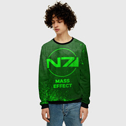 Свитшот мужской Mass Effect - green gradient, цвет: 3D-черный — фото 2