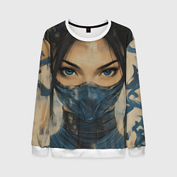 Свитшот мужской Портрет Китаны - Мортал комбат, цвет: 3D-белый