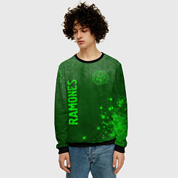Свитшот мужской Ramones - green gradient вертикально, цвет: 3D-черный — фото 2