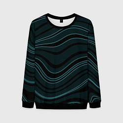 Мужской свитшот Тёмный синий волнистые полосы