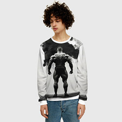 Свитшот мужской Бодибилдер и черный дым, цвет: 3D-белый — фото 2
