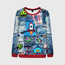 Свитшот мужской Пиксельная ракета, цвет: 3D-красный